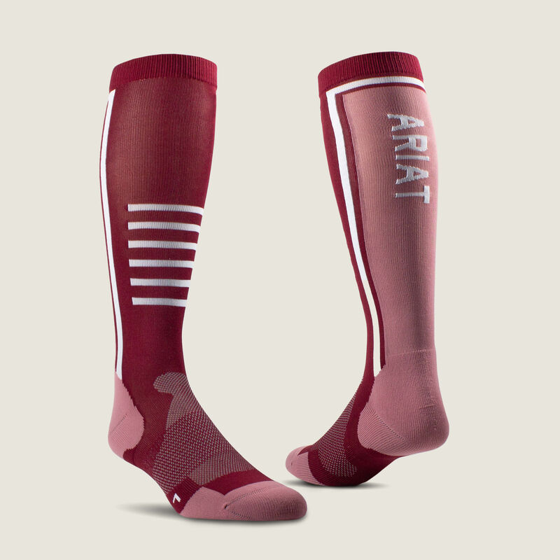 Ariat Women's Slimline Performance Socks - Tawny Port/ Twilight Mauve