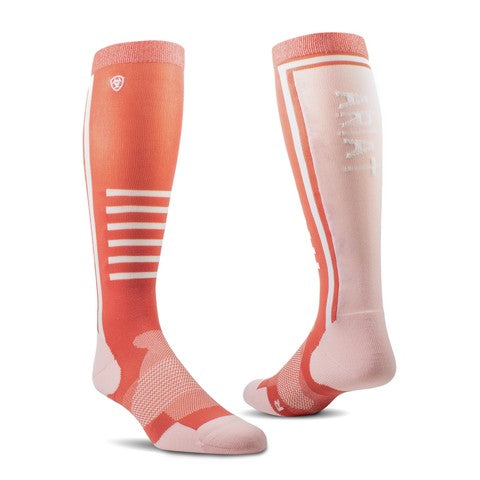 Ariat Women's Slimline Performance Socks - Faded Rose/ Blush