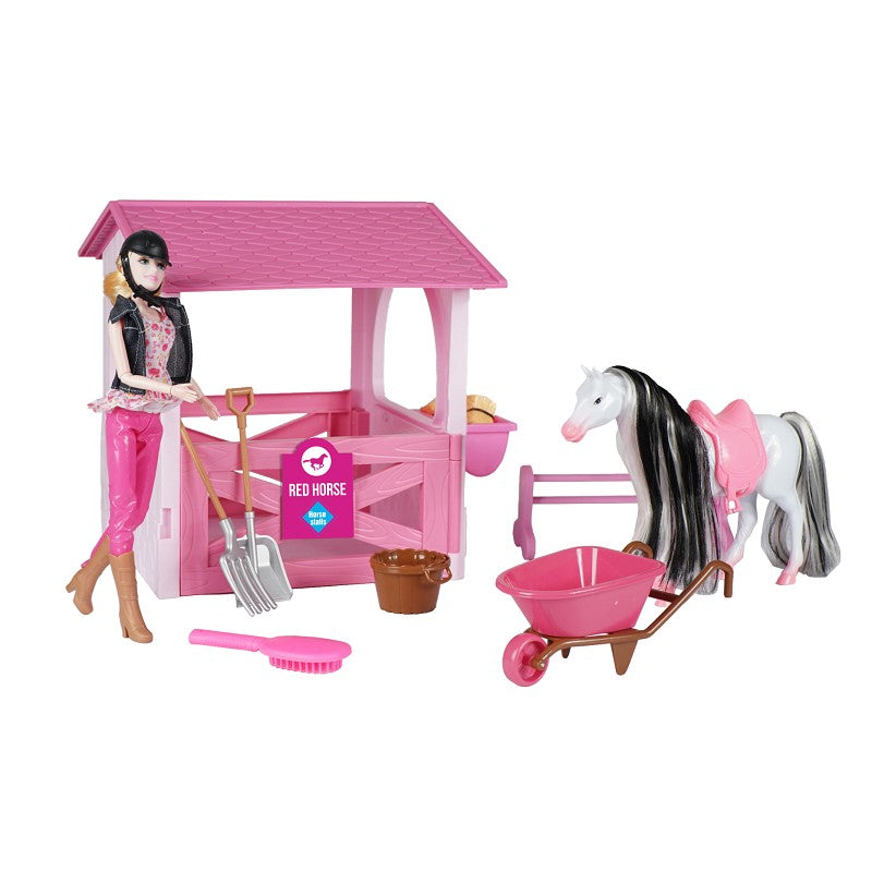 Red Horse Toy Stable - Pink