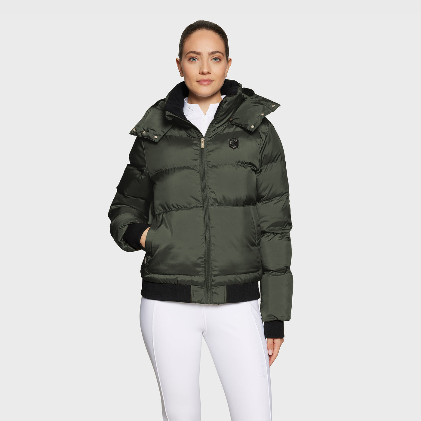 Samshield Billie Puffer Bomber Jacket - Avocado Metal Eclipse