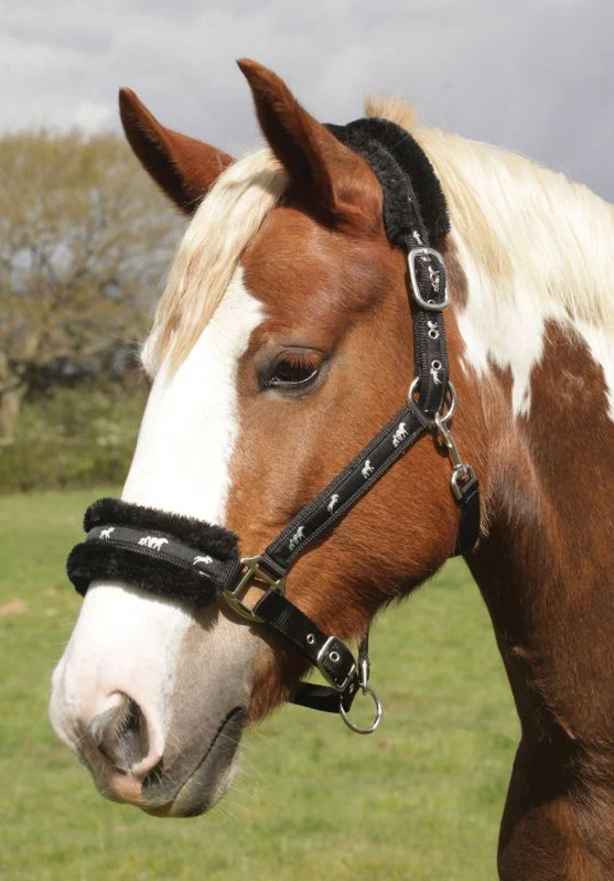 Shires Fluffy Adjustable Nylon Headcollar - Black 326