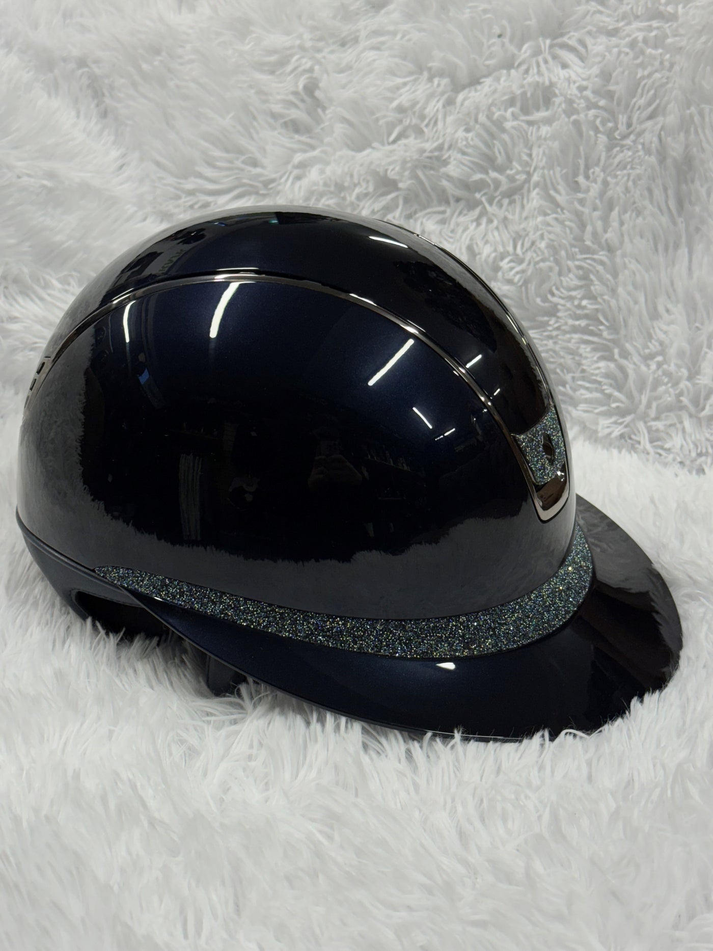 Samshield Miss 2.0 Shadowglossy with Ocean Depth Crystal Fabric Blazon & Frontal Band - Navy