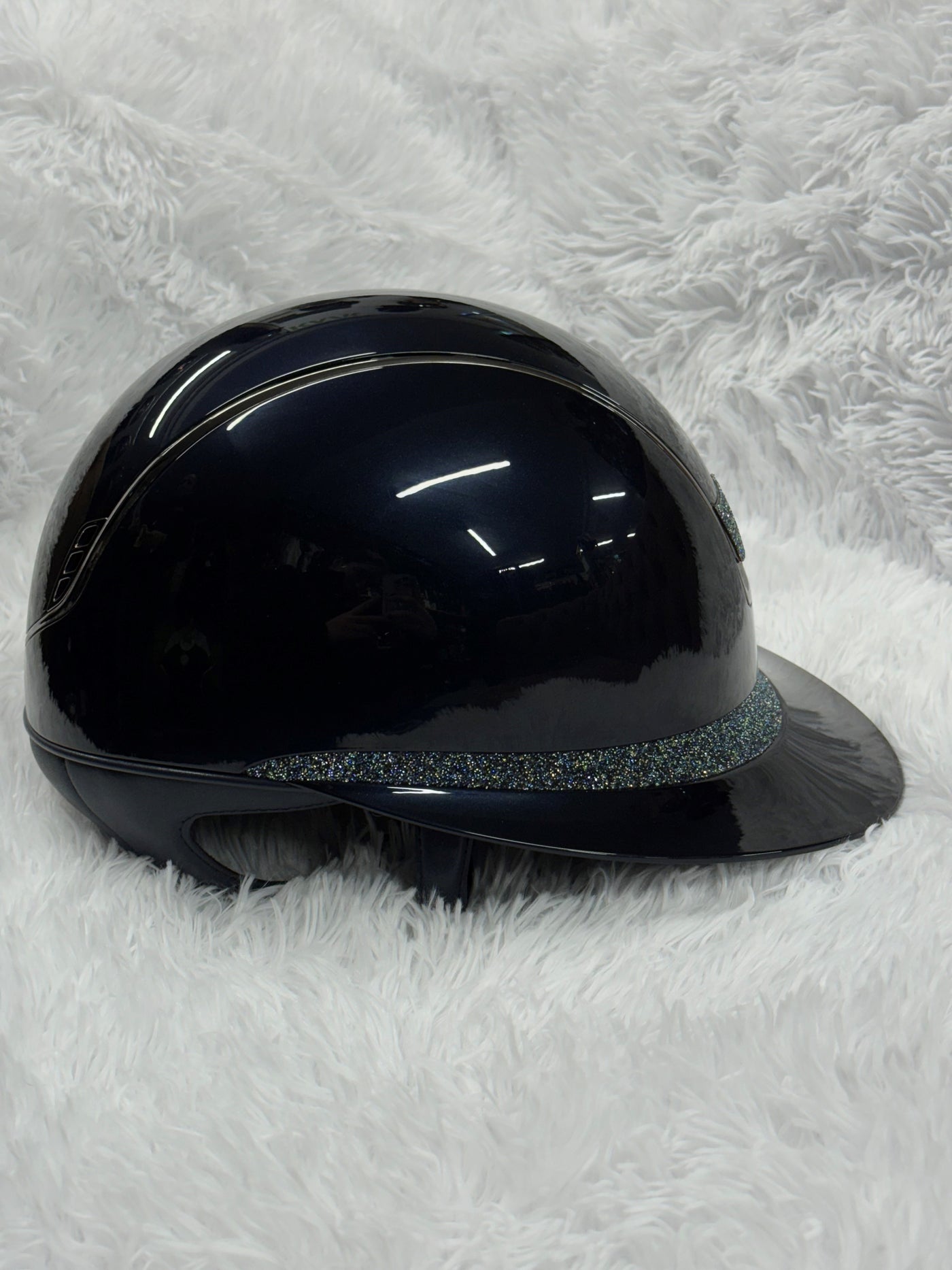 Samshield Miss 2.0 Shadowglossy with Ocean Depth Crystal Fabric Blazon & Frontal Band - Navy